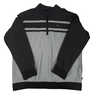 Travis Mathew Men‎ Pullover Quarter Zip Golf Jacket Black Grey XXL Lightweight